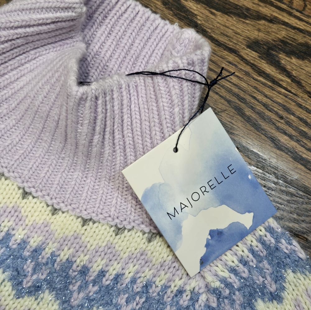 MAJORELLE X Revolve Tamera Fairisle Sweater in Purple & Blue Crop NWT  Size S - Picture 5 of 8